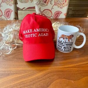 Joe Exotic (Tiger King) Hat w/hair & Carole Baskin Mug